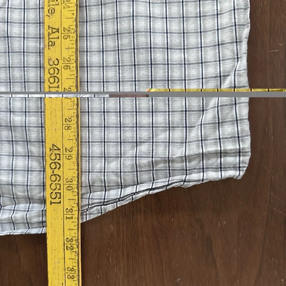 The North Face Men's XXL Button Up Gray Blue Check Short Sleeve
